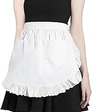 1Pcs Half White Apron Short Women's Waist Apron with 2 Pockets Waitress Servant Costume Apron for Kitchen Cooking Restaurant Coffee Shop Bistro aprons for women