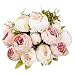 Sunm boutique 2 Pcs Artificial Peony Silk Flower Leaf Home Bridal Wedding Party Festival Bar Decor (Pink, 2 Pcs)