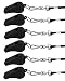 yueton Plastic Coach Whistles with Lanyard, Pack of 6 (Black)