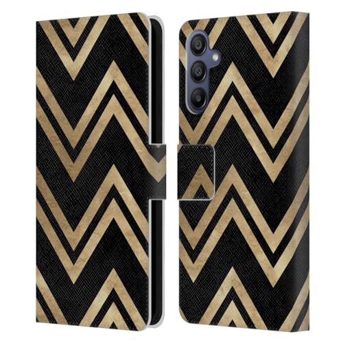 Funda de cuero Samsung Galaxy A15 con acabado premium lámina de zigzag y acento dorado