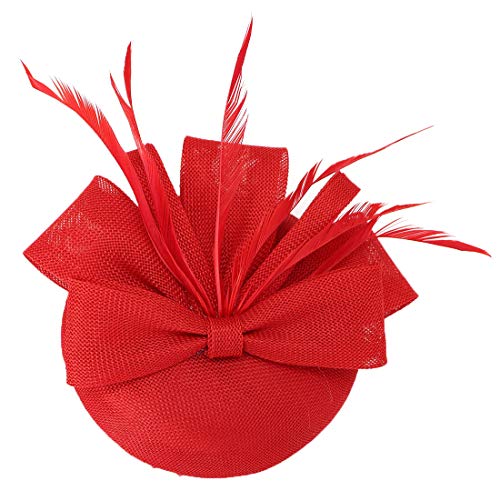 Coolwife - Tocado para mujer, diseño de flores de Sinamay - Rojo - Talla única