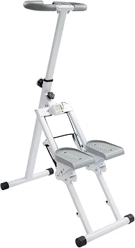 Stair Stepper Cardio Stair Master, Foldable Vertical Stair Climber for Full-Body Workout, 3-Level Adjustable Stair Stepper for Exercise at Home, White