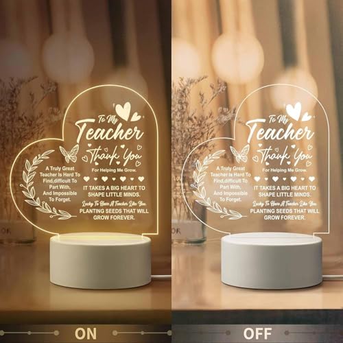 Image of Gifzy Teacher Appreciation Gifts - Engraved Night Light, Teacher Gift for Women on Birthday, Retirement, Farewell, Thank You Gifts for Teachers from Student