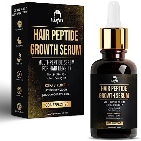 Elevate Multi-Peptide Hair Growth Serum Caffeine + Biotin Peptide Density for Fuller Thicker Visibly Longer Natural Hair Regrowth – Vegan Safe & Gentle Scalp Serum Formula Treatment for Thinning Loss