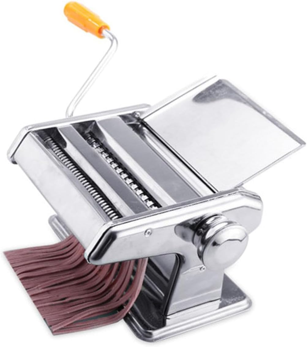 NUOBESTY Stainless Steel Manual Pasta Maker Machine with Crank Handle Versatile Noodle Roller for Spaghetti Lasagna Linguini Traditional Chinese Pasta Design for Home and Professional Use