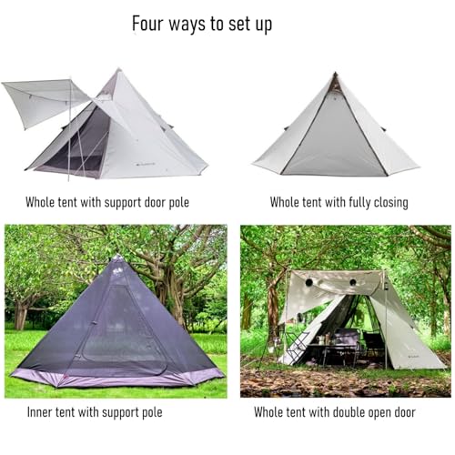 Carpa Piramidal Portátil para Camping Doble Capa 2 Personas miniatura 4