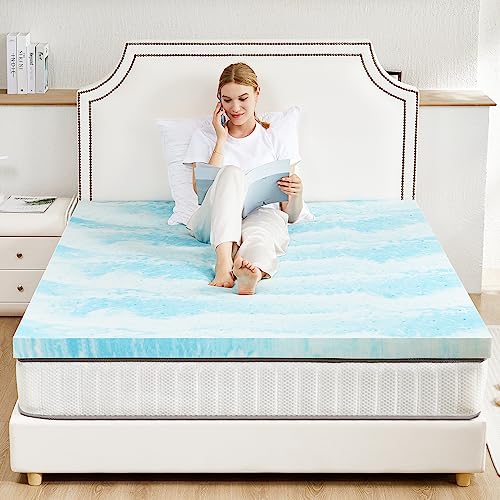 Sweetcrispy Mattress Topper Full, 3 Inch Thick Memory Foam Gel Infused Cooling Toppers Pad for Full Size Bed, Sleeper Sofa, RV, Camper, CertiPUR US Certified, Ventilated and Breathable, Blue by Sweetcrispy - Used condition - Image 8