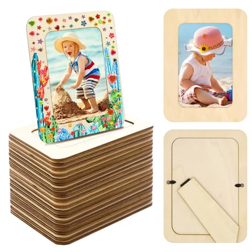 RYKOMO 30 Pack Wooden Picture Frames for Crafts, Wooden Frames for 4 x 6 Photos, Unfinished Wood...