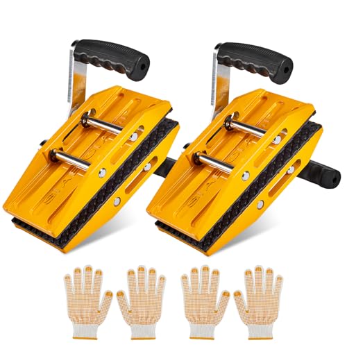 Double Handed Stone Carrying Clamps,Panel Carriers Lifting Tools,660 LBS Heavy Duty Carry Clamp for 0-2.36in Glass Quartz Slabs Marble with Rubber-lined,Granite Lifting Clamp 2Pack Yellow