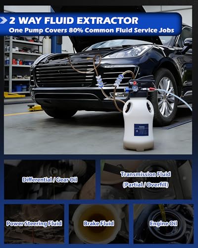 FAITIO 6L Transmission Fluid Pump, Pneumatic Fluid Transfer Pump w/ 15 ATF Adapters & 3 Suction Hoses, 2-Way Fluid Extractor/Dispenser for Transmission, Differential, Transfer Case & Gearbox Filling - Thumbnail 3