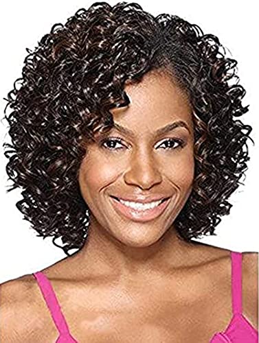 ANNA SHOP Pelucas De Pelo Pelucas Pelucas Cabello Corto Rizado con Franjas Planas U Oblicuas Pequeño Cabello Rizado Explotado Hogares Sintéticos En Seda De Alta Temperatura Mate A thumbnail