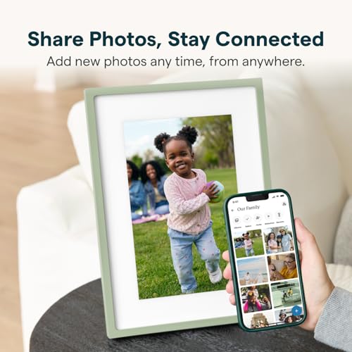Image of Skylight Digital Picture Frame 2 - 10 inch Full HD Wi-Fi Touch Screen, 16GB Digital Photo Frame, Load Photos & Videos Directly from Phone, Anti-Glare - Ideal for Personalized Gifting, Classic Green