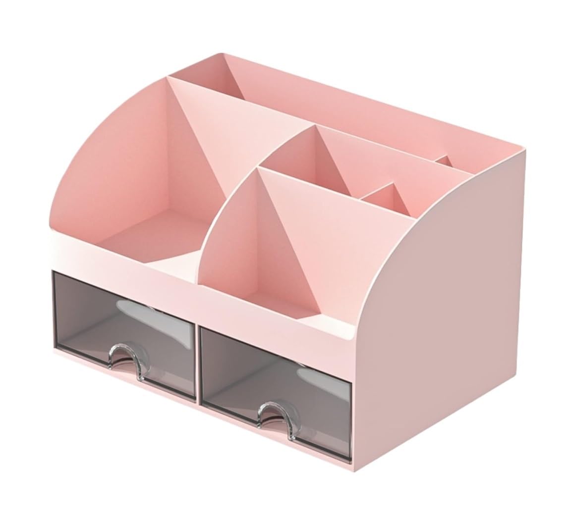 Organizzatore da scrivania Organizzatore da tavolo Organizzatore da scrivania e accessori con 6 scomparti e 2 cassetti Organizzatore per trucco in plastica Portapenne Organizzatore da scrivania Orga