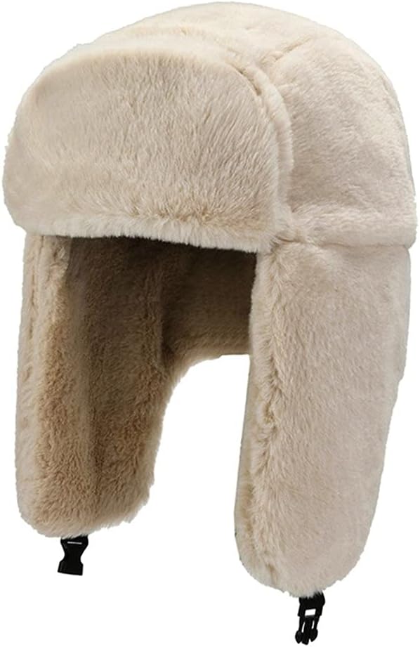Winter Cycling Ski Hat Warm Earmuffs Thicken Plush Ear-flapped Hat for Men Women Windproof Cap(Dark Pink)