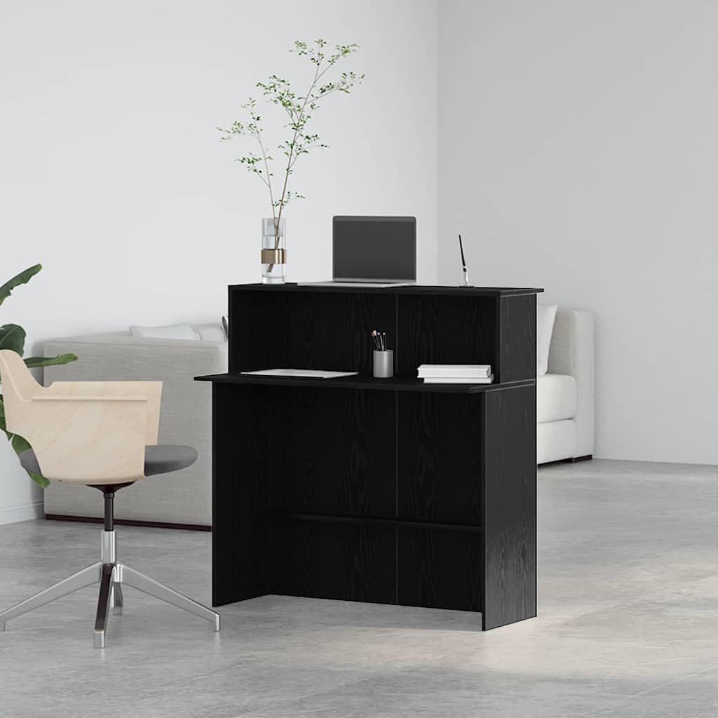 Hommdiy Empfangstheke Schwarz 100x50x103,5 cm Empfangstresen Kassentheke für Büro Holzwerkstoff