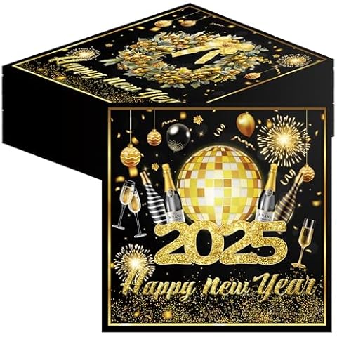 40Pcs Black Gold Happy New Year Napkins Cover