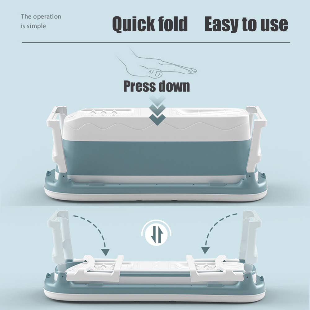 Vasca Da Bagno Pieghevole Per Adulti E Bambini - 115x62x52 Cm, Doppio Scarico, Bluu - Portatile E Salvaspazio