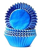 Miss Bakery's House® Papierbackförmchen - Folie - Ø 50 mm x 30 mm - Königsblau - 50 Stück - Cupcakeförmchen - Muffin Liners - glänzend - fettdicht - metallic