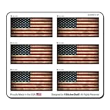 (6 Pack) Battle Worn American Flag V1 - Full Color Printed - (Size: 2' x 1') - Hard Hat, Helmet, Windows, Walls, Bumpers, Laptop, Lockers, etc.