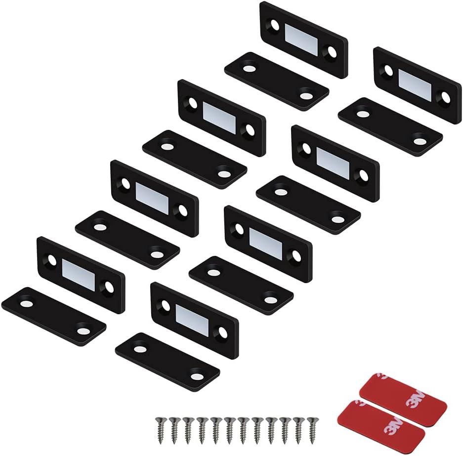 Mousike Magnetischer Tรผrverschluss Ultradรผnne Schrankmagnete Edelstahl Schubladenmagnetverschluss fรผr Schiebetรผrverschluss Kรผchenschrank Schrank Schrankschlieรer (8 Pack, Black)