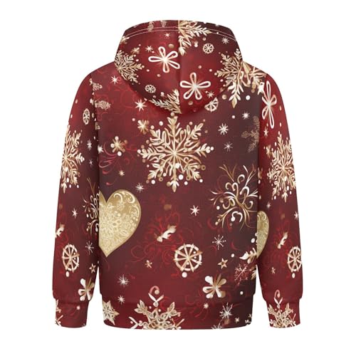 Kids Hoodies Sweaters Christmas Xmas Snowflake Hooded Sweatshirts with Big Pockets for Boys Girls B04003722