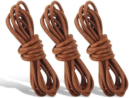3 pares de cordones redondos encerados, cordones marrones para za...