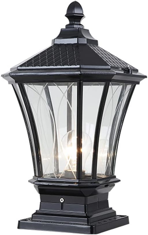 AAOTE Solar Post Lights Tuinverlichting, Post Lamp For Yard, Outdoor Post Lichtpunt, Zonne-energie, IP65 Waterdichte Kolom Head Lamp, Lawn Garden Post Lantaarn (Kleur: Zwart, Maat: Zonne-energie)