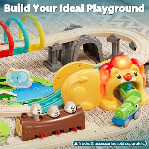Lehoo Castle Electric Train for Wooden Train Set, Dinosaur Train Toy, — view 5