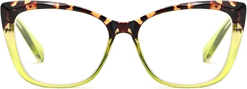 Miniatura 6 de Paquete de 2 lentes de lectura extragrandes con diseño de ojo de gato para mujeres y hombres, ligeros y grandes, anteojos de moda (tortuga + champán