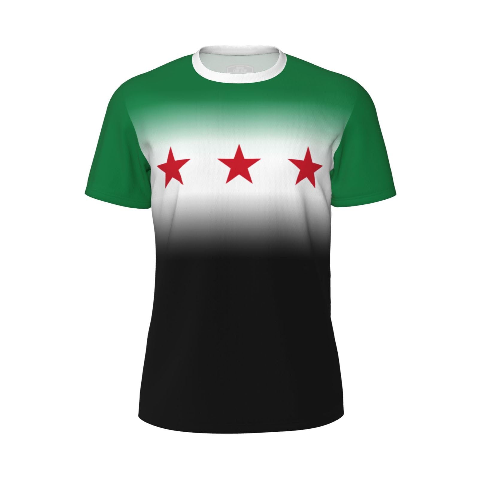 DABOYOZHZH Jersey Mesh T-Shirt Syria Flag 1932-1963 Gradient Color 3D Print for Running Cycling Soccer Fitness Sports