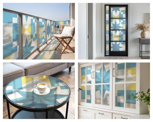 Film vitrail étoiles bleues pour décorer et protéger vos fenêtres de salon