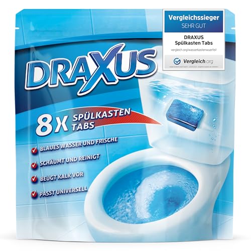 DRAXUS 8x Spülkasten Tabs I Wasserkastenwürfel für den Spülkasten I WC Tabs färben das Wasser blau I Sorgen für Frische und hygienische Sauberkeit