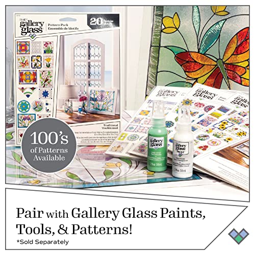 Gallery Glass PROMOGGSTR22 Stained Glass Painting Starter Kit, 10 Piece Set Including 6 Colors, 1 Bottle of Liquid Leading, 2 Plastic Surfaces and 1 Pattern Pack of 20 Molds - Image 12