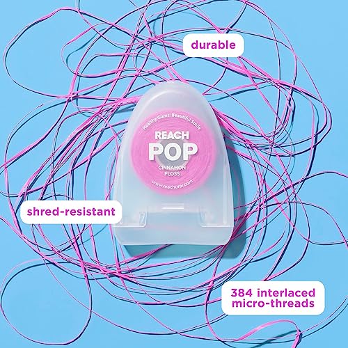 REACH-POP-Dental-Floss-Vegan-Wax-PFAS-Free-Durable-Shred-Resistant-Slides-Smoothly-Easily-Effective-Plaque-Removal-Pink-Color-Floss-Cinnamon-547-Yard