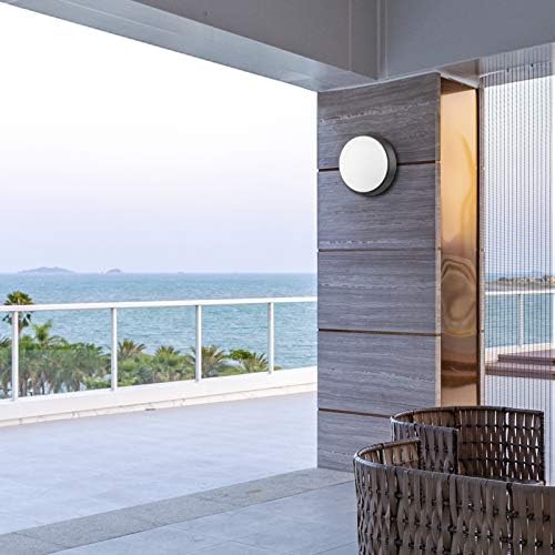 18W Led Wall Light Outside Round LED Wall Sconce, 1350 Lumens, 4000K, IP54, Black Outdoor Bulkhead Light - Perfect for Indoor, Outdoor, Bath, Hallway, Utility, Garden, Shed, Workshop, Patio etc