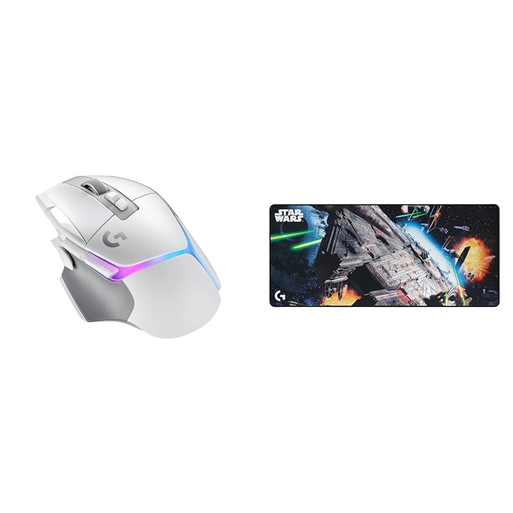 Logitech G502 X Plus Lightspeed Wireless Gaming Mouse + G840 XL Gaming Mouse Pad Millennium Falcon Edition Bundle - White