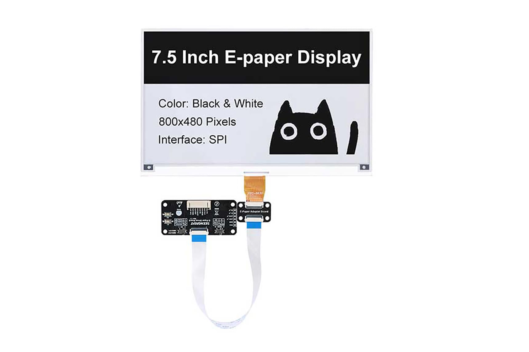 thumbnail: 2.7 Inch E-Ink Display HAT Voor Raspberry Pi - 264x176 Pixels, SPI Interface, Zwart/Wit Two Color