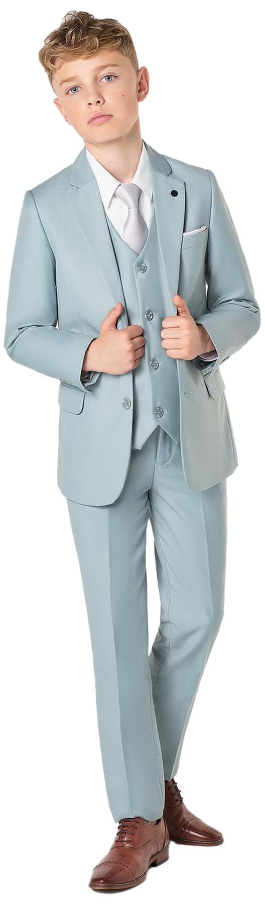 Roco, Boys 5 piece Dusky sage Wedding Suit, Boys Green Prom Suit, 15 Years