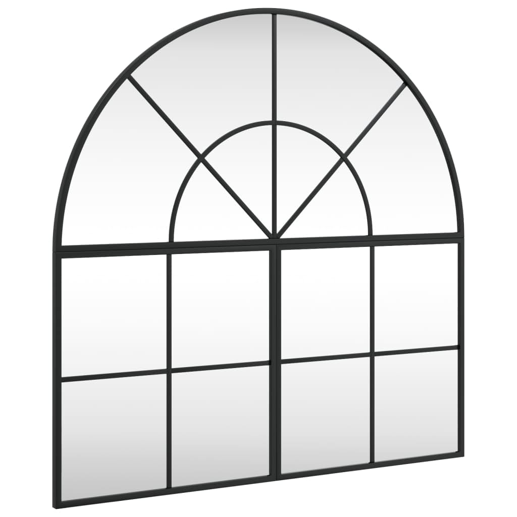 KGHFDVB 80x80 cm Black Arch Wall Mirror, Minimalist Iron Frame Glass Mirror for Bedroom, Hallway, Living Room, Bathroom Decor