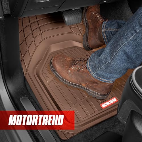 Image of Motor Trend 943-BW FlexTough Defender Car Floor Mats -Next Generation Deep Dish Heavy Duty Contour Liners for Car SUV Truck & Van-All Weather Protection, Trim to Fit Most Vehicles (Brown)
