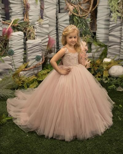 Tulle Flower Girl Dress Applique Prom Dress Back Bow Pageant Dresses for Girls Party Ball Gowns HY00463