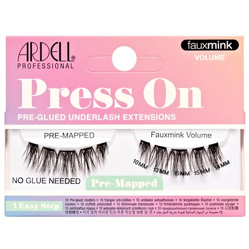 Ardell Press On Lashes Pre-Mapped DIY Lash Clusters - Fauxmink Volume, Pre-Glued Underlash, Easy to Apply False Eyelashes, Eyelash Extensions