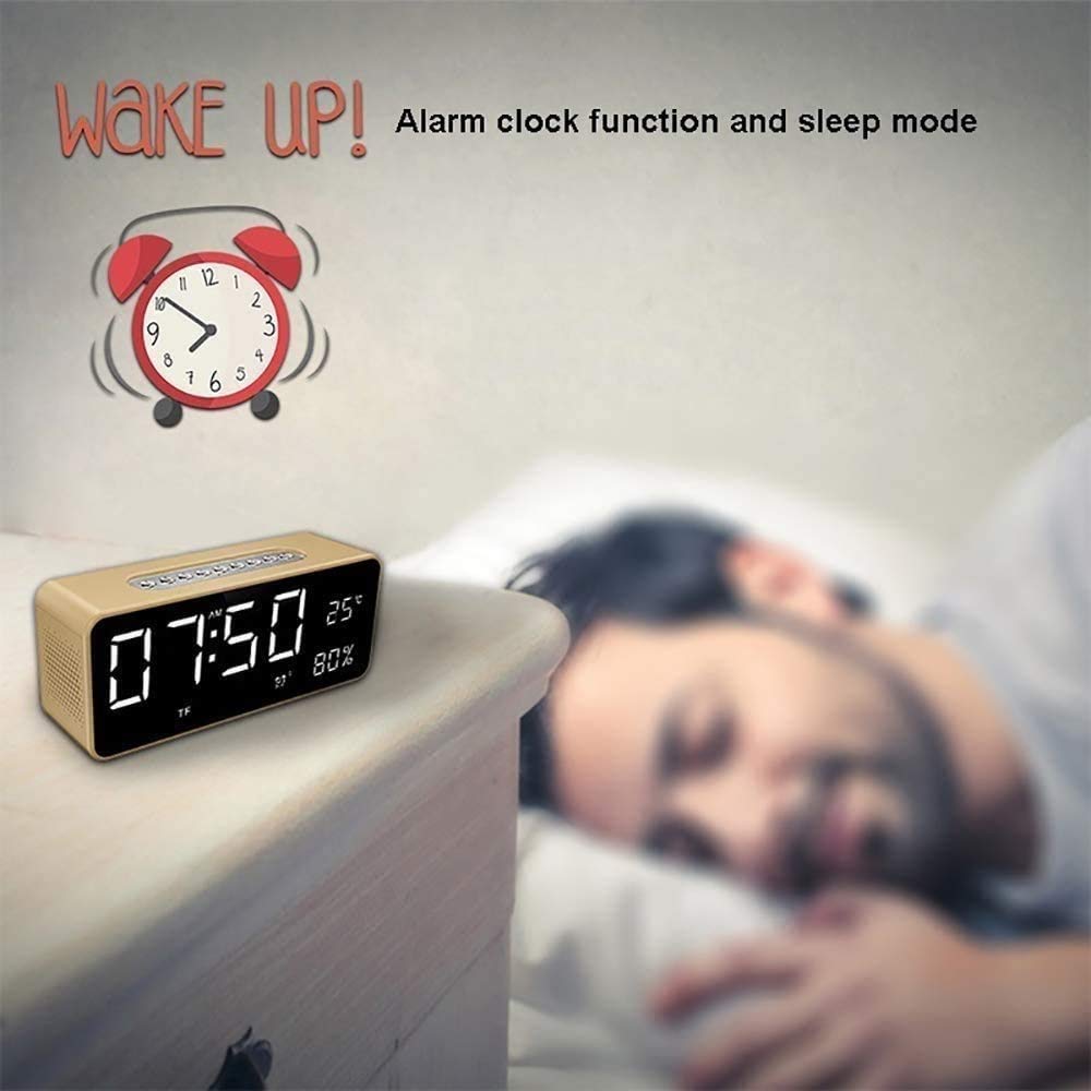 Sveglia digitale, orologio elettronico a LED, con porta caricatore USB, display temperatura e umidità, 4 livelli di luminosità, for camere da letto casa, ufficio - Nero