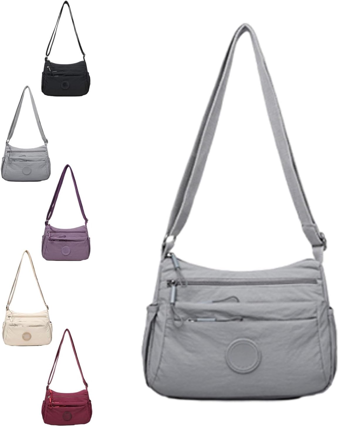 Solid Color Fashionable Multi-pocket Zipper Crossbody Bag,Multi-pocket Zipper Pocketbooks Shoulder Bags, Daily Use