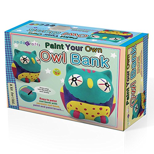 SadoCrafts Paint Your Own Bank - Fun Interactive DIY Owl Bank - Educational Arts and Craft Paint Ceramic for Kids Ages 7 and Above