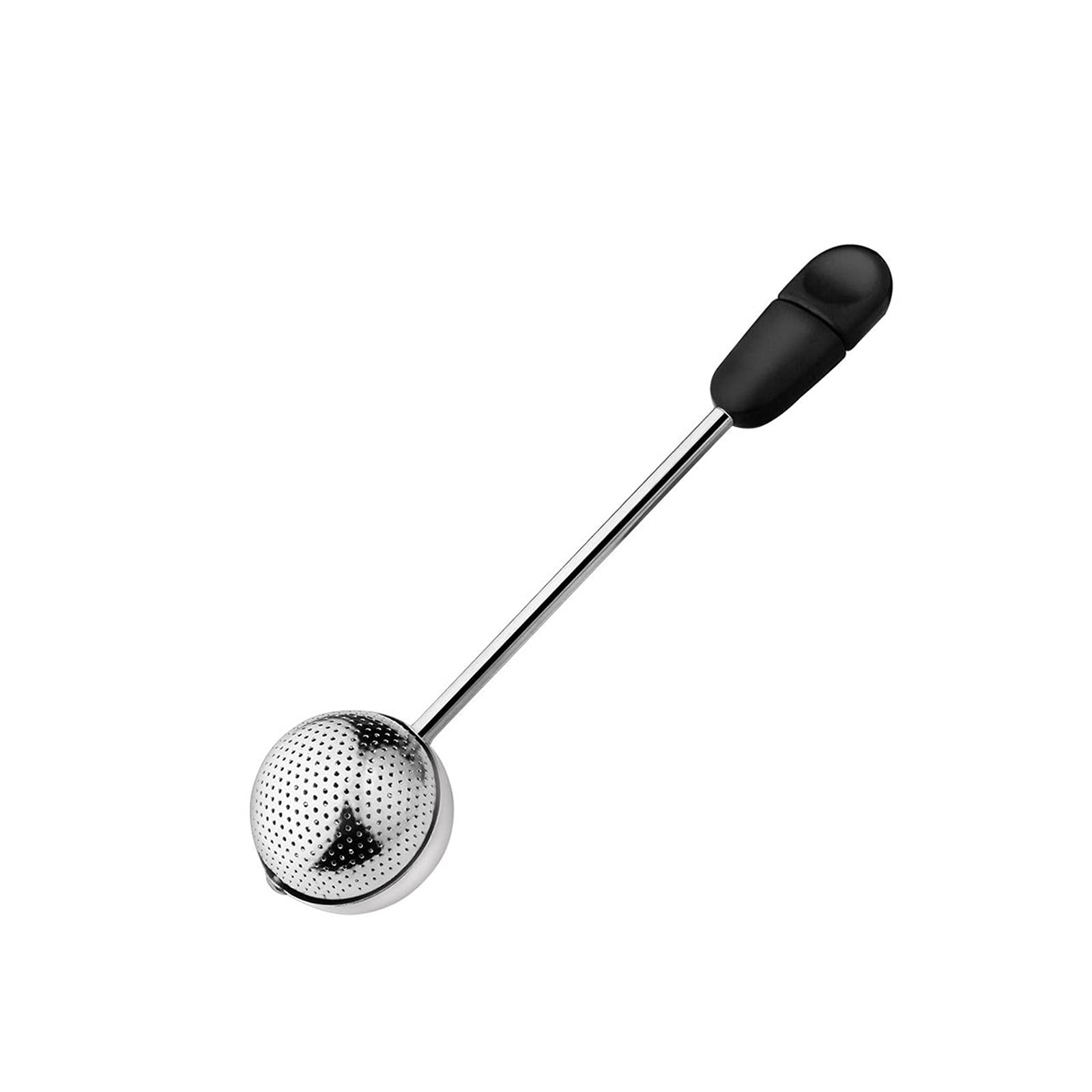 Infuseur à thé en acier inoxydable - Portable - Maille fine - Poignée de 14 cm - Rotation à 360 degrés - Noir