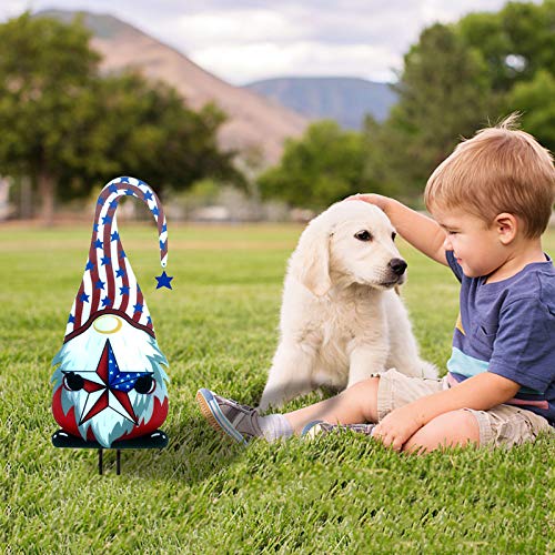 Pinklove 4Th Of July Branch Gnomes Decoration, Garden Dwarf Tree Statue Mini Home Garden Gnome Yard Art, Steel Silver Metal Tree Art Silhouette Decor, Decorative Artwork Patio Outdoor Ornament #TOP4