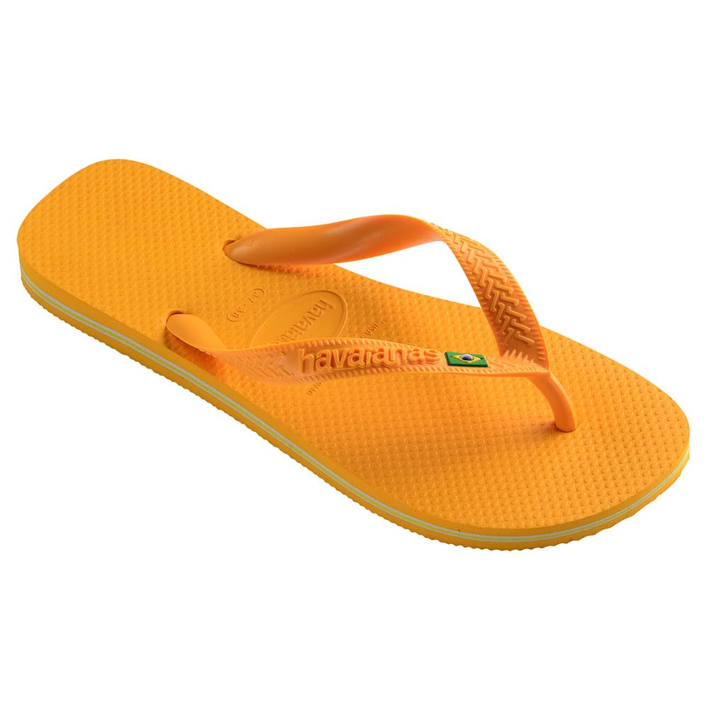 Havaianas - Brasil, Bequem und langlebig Badelatschen, Hommage an die Fußballweltmeisterschaft 1998, Riemen mit Brasilien-Flagge, rutschfeste Sohle mit Brasilien-Streifen, Unisex-Erwachsene
