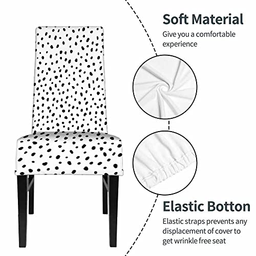 Numland NUMLAND-TT-A64 1 Pack Black And White Leopard Print Dining Room Chair Covers Wild Animal Skin Pattern Spotted Art Short Stretchable Polyester Removable Washable thumb #3
