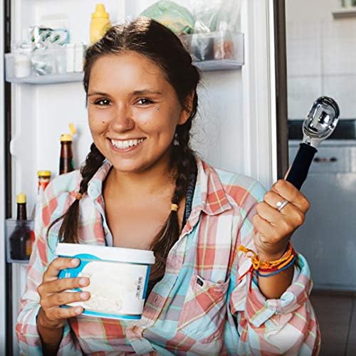 Joejis Ice Cream Scoop Server - Stainless Steel - Easy Trigger Ergonomic Non-Slip Grip Handle - Icecream and Melon Baller Scooper